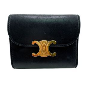 Celine Trifold Wallet Black Ladies